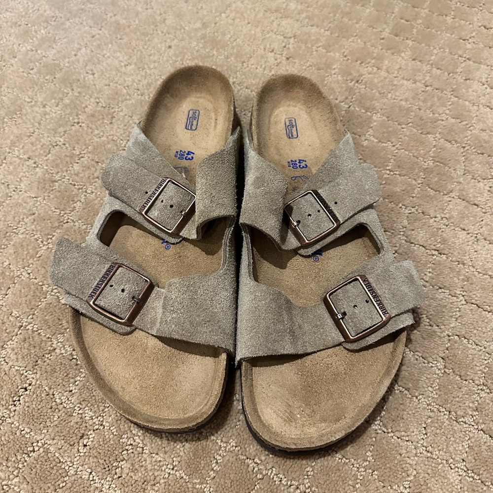 birkenstocks arizona soft footbed taupe suede leather
